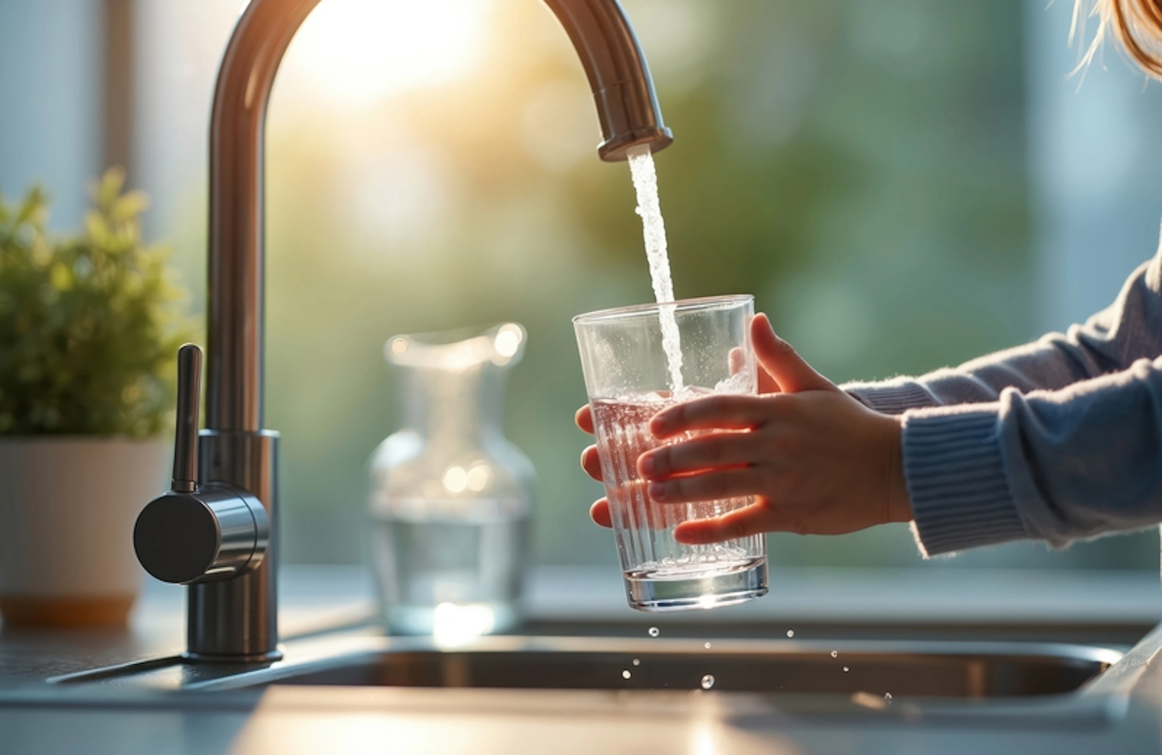 Water Glass being filled at Sink