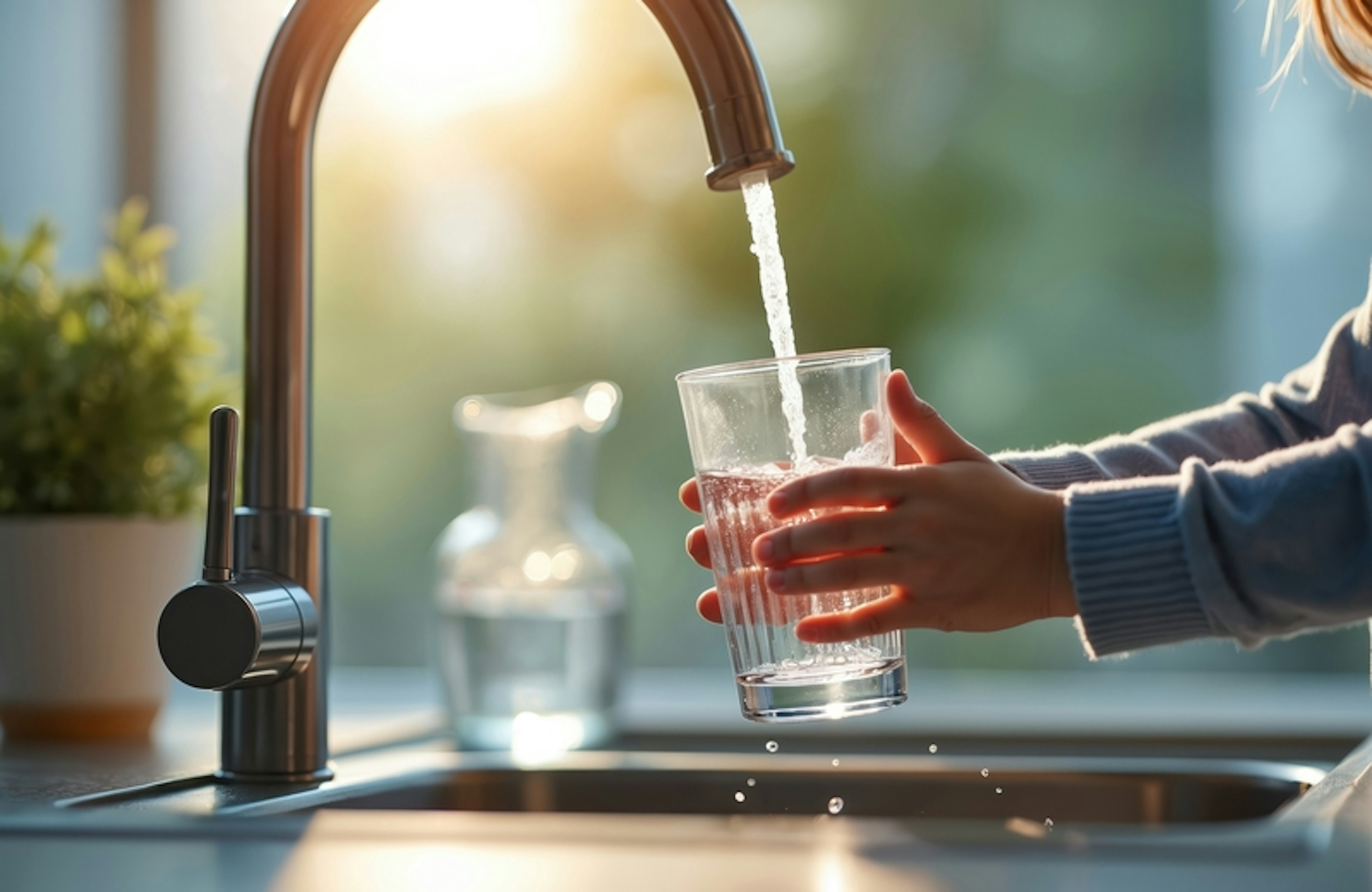 Water Glass being filled at Sink