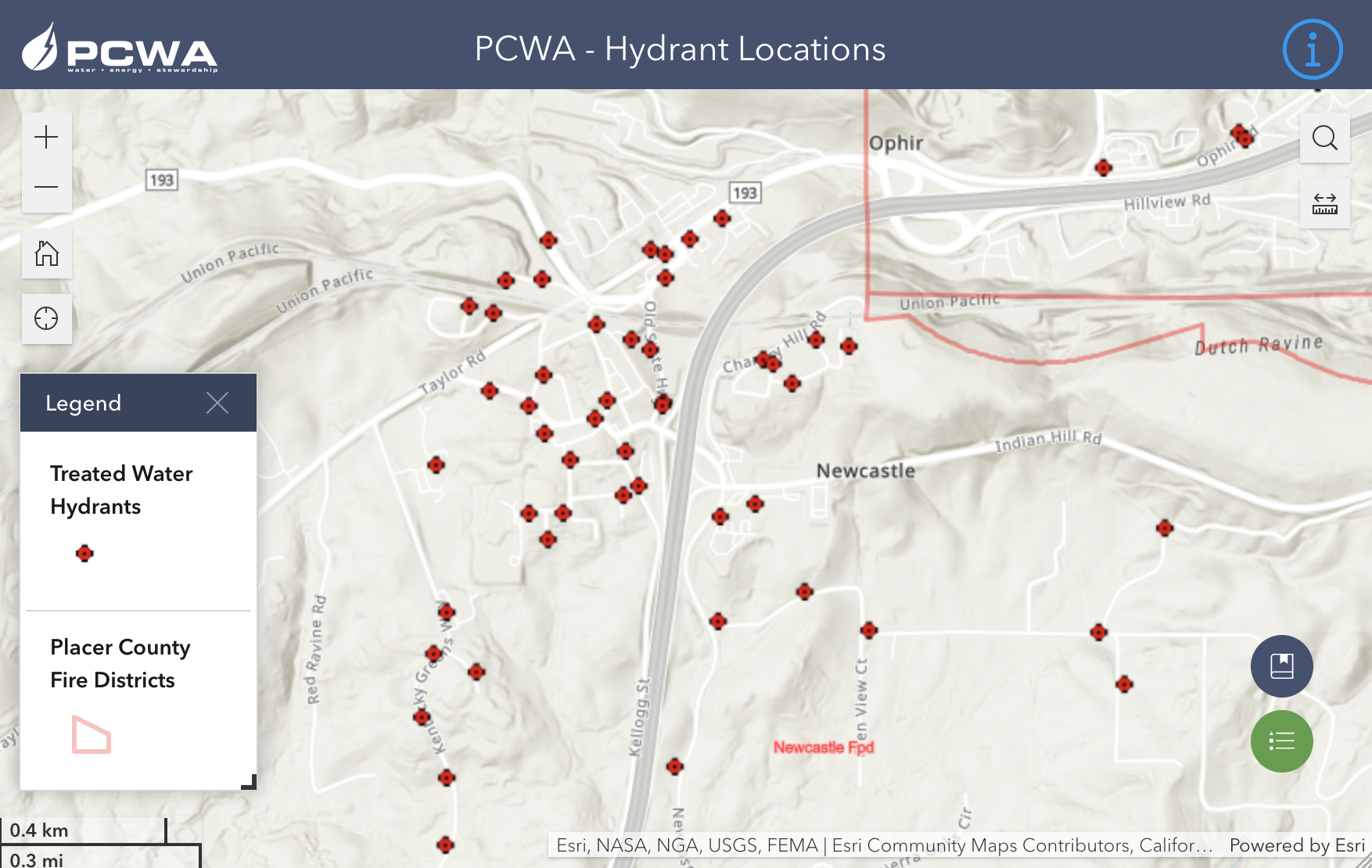 Thumbnail and link for PCWA Fire Hydrant Map