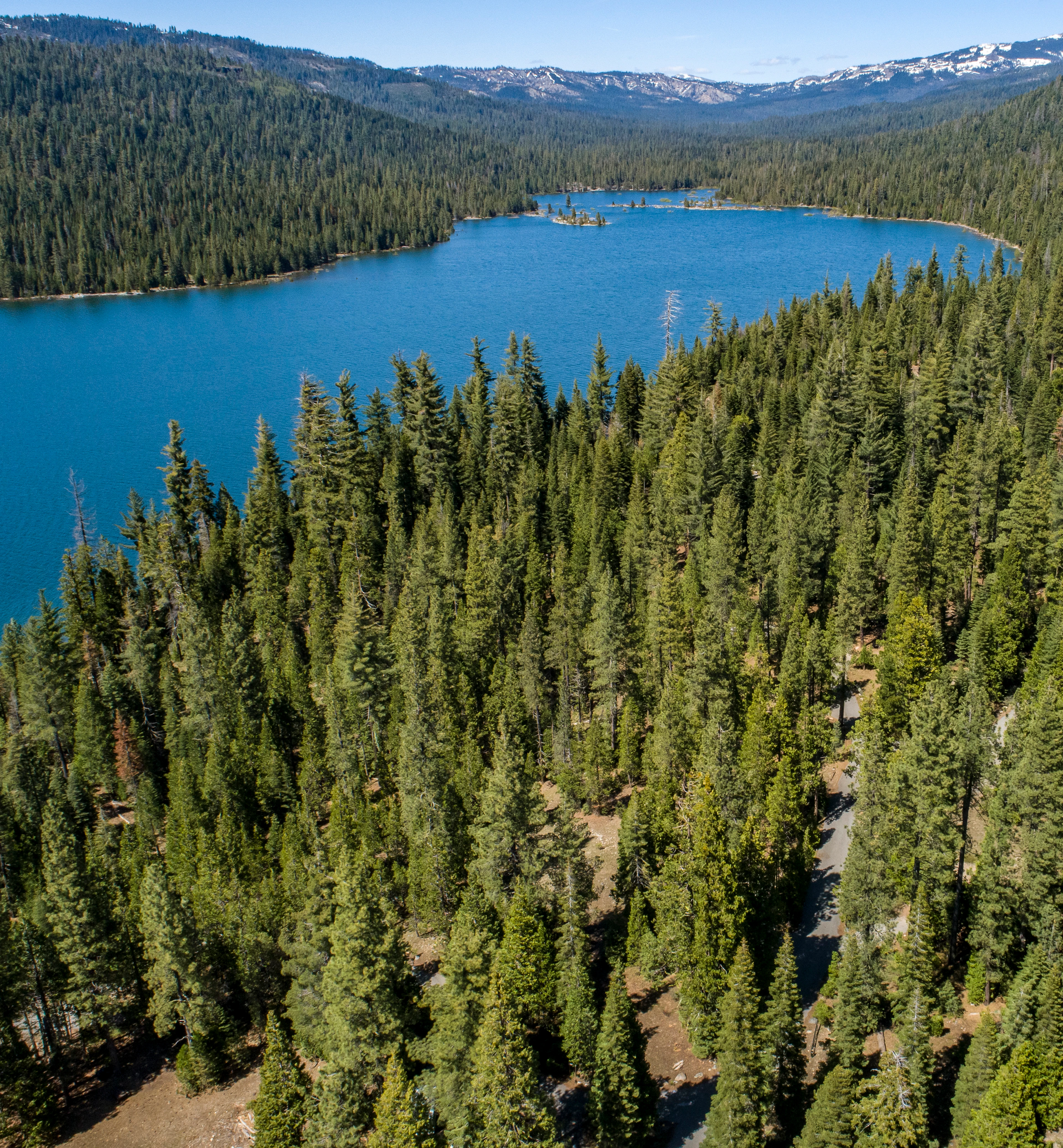 Aerial view of French Meadows Reservoir