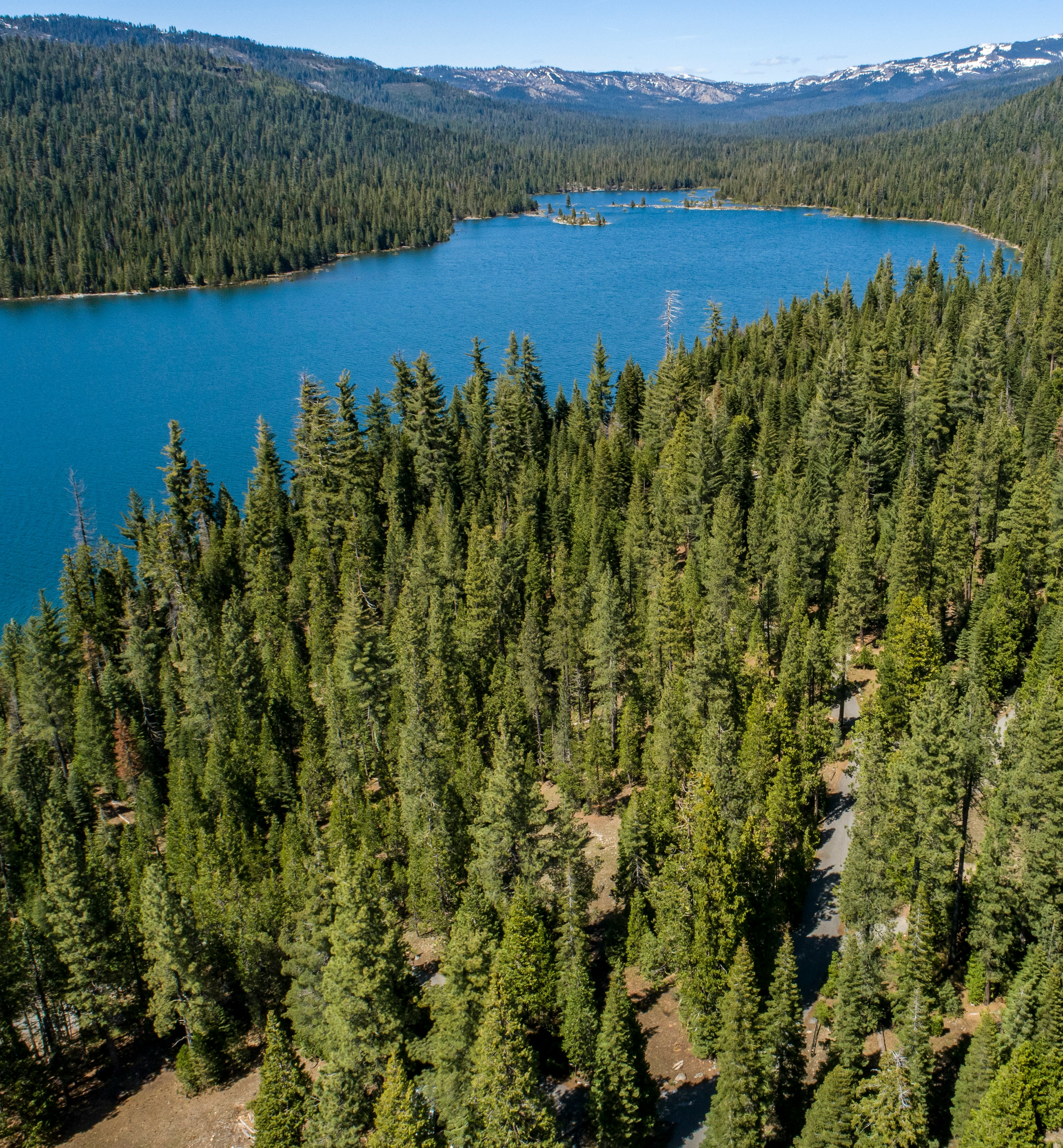 Aerial view of French Meadows Reservoir