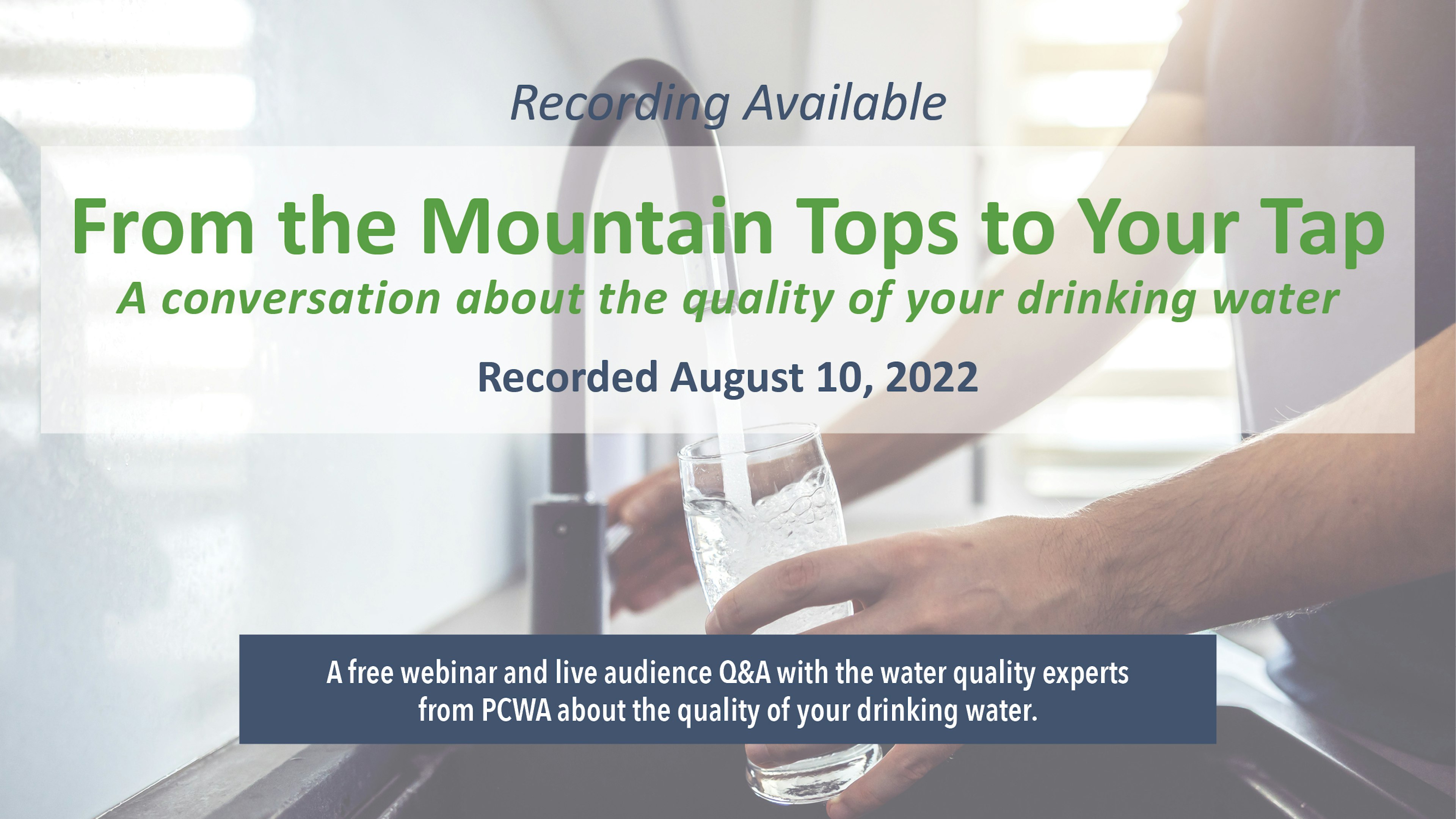 From the Mountain Tops to Your Tap Webinar flier