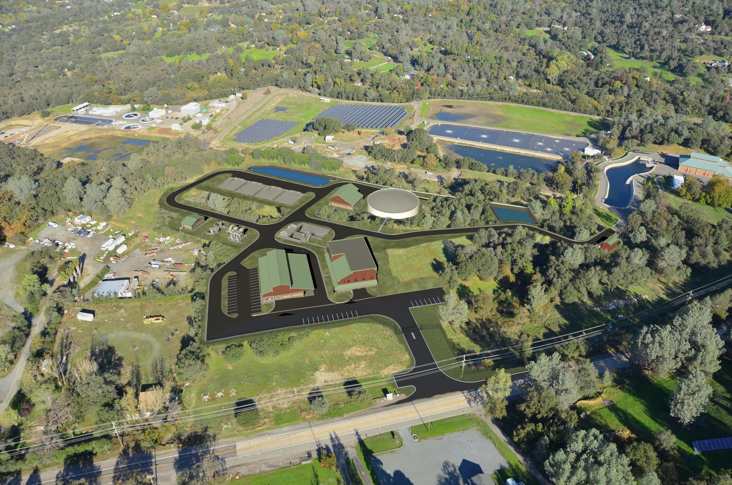 Aerial rendering of the future Ophir Water Treatment Plant