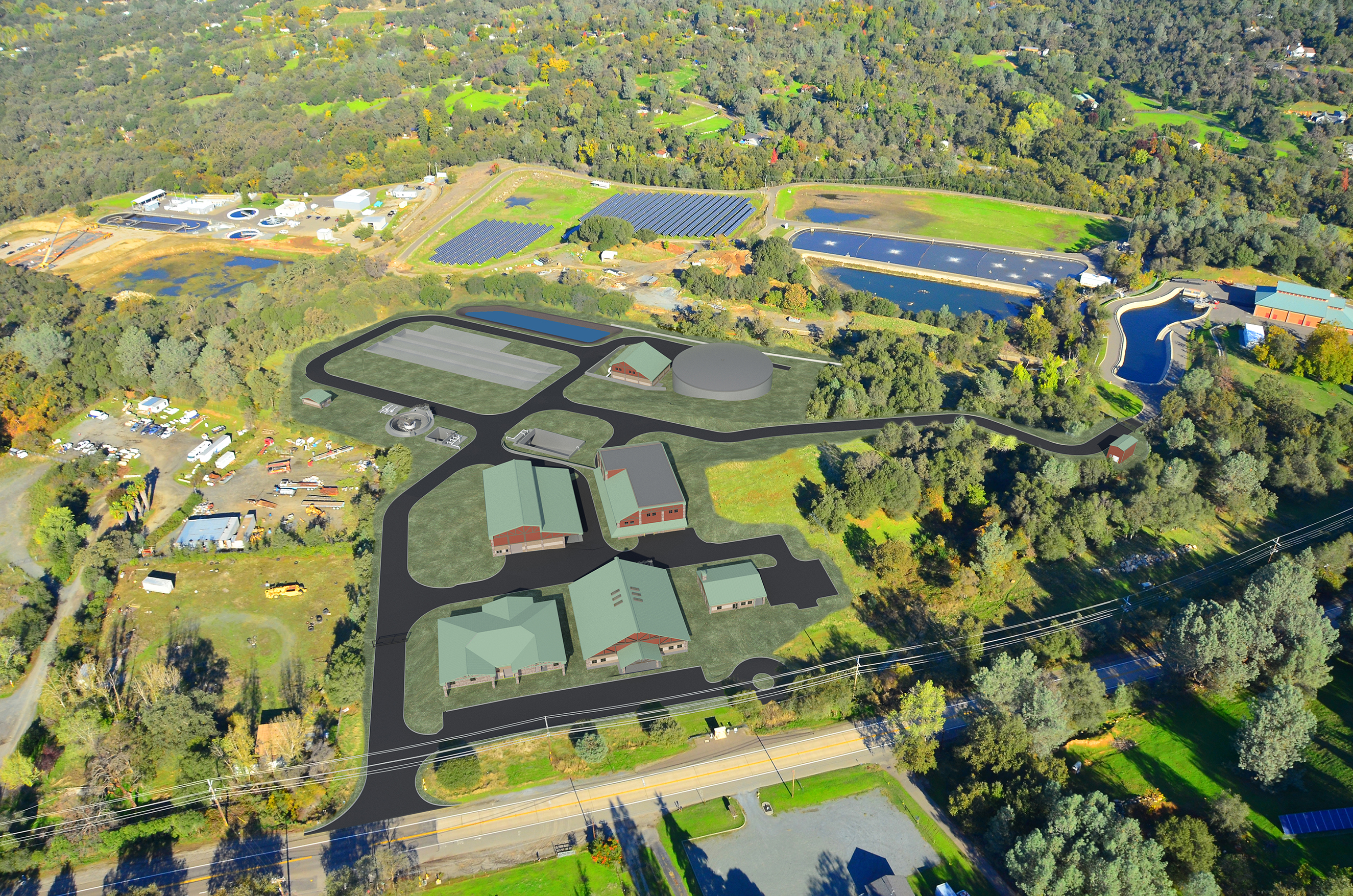 Aerial rendering of the future Ophir Water Treatment Plant