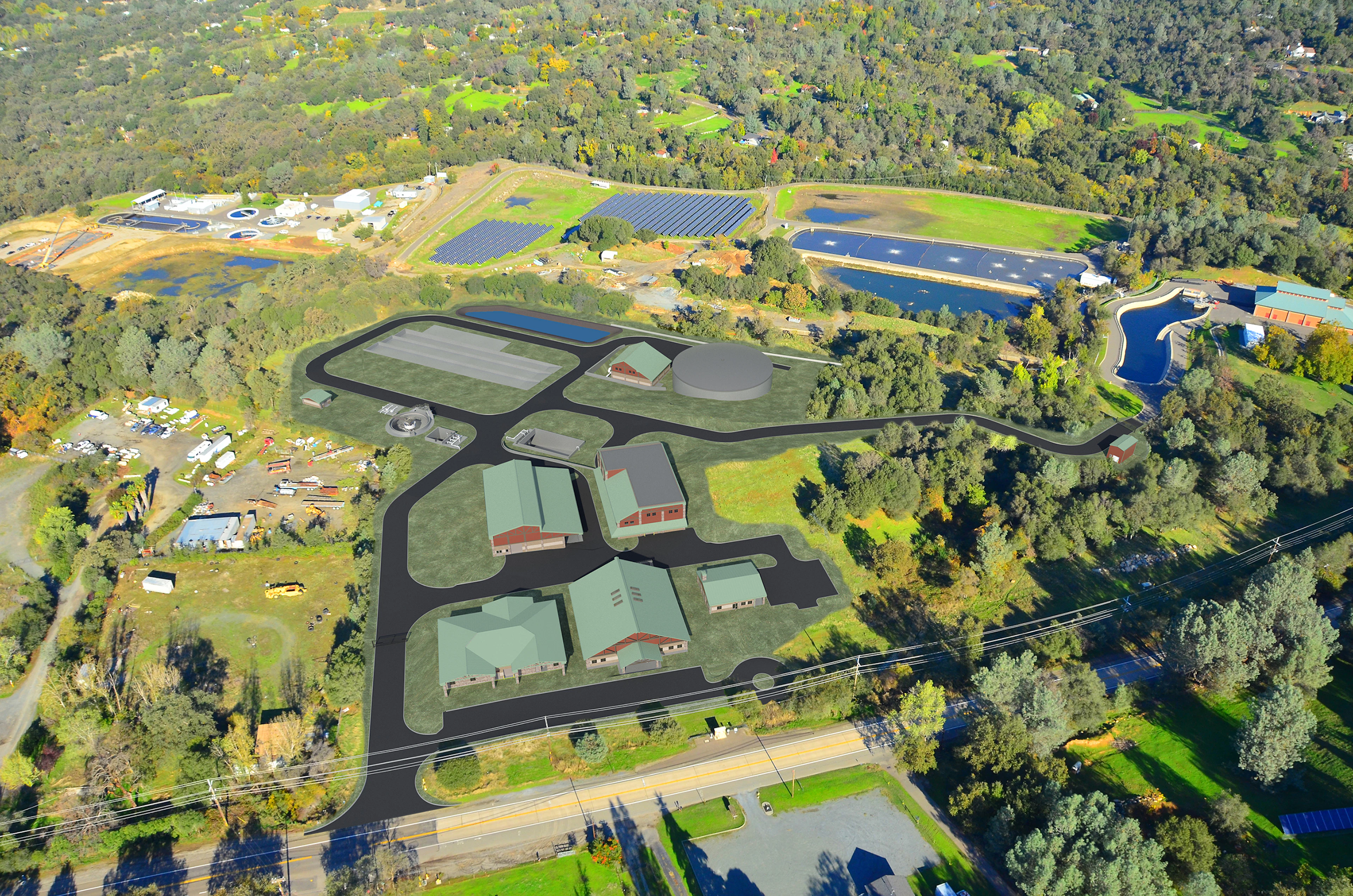 Aerial rendering of the future Ophir Water Treatment Plant