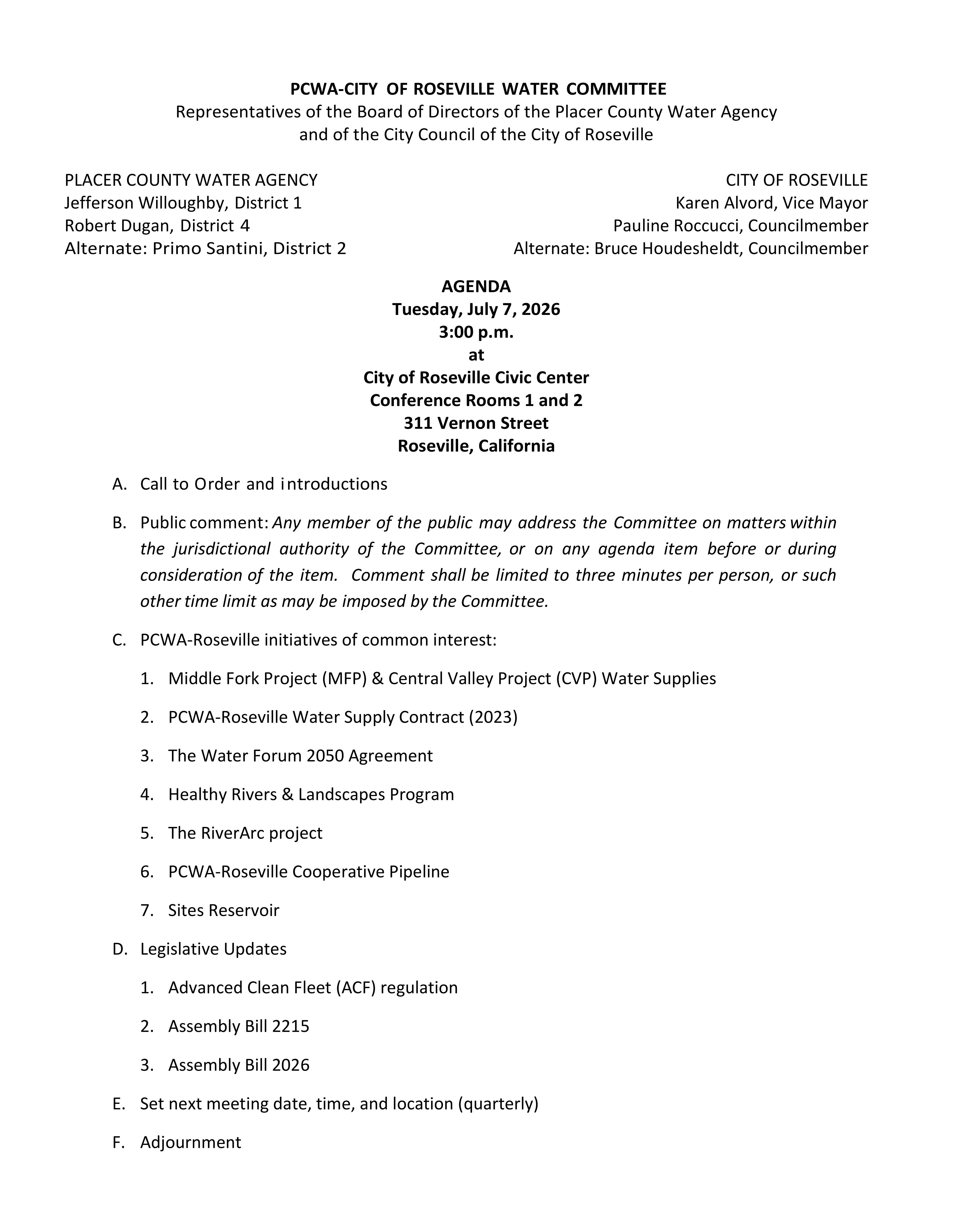 Thumbnail and link for PCWA-City of Roseville Water Committee