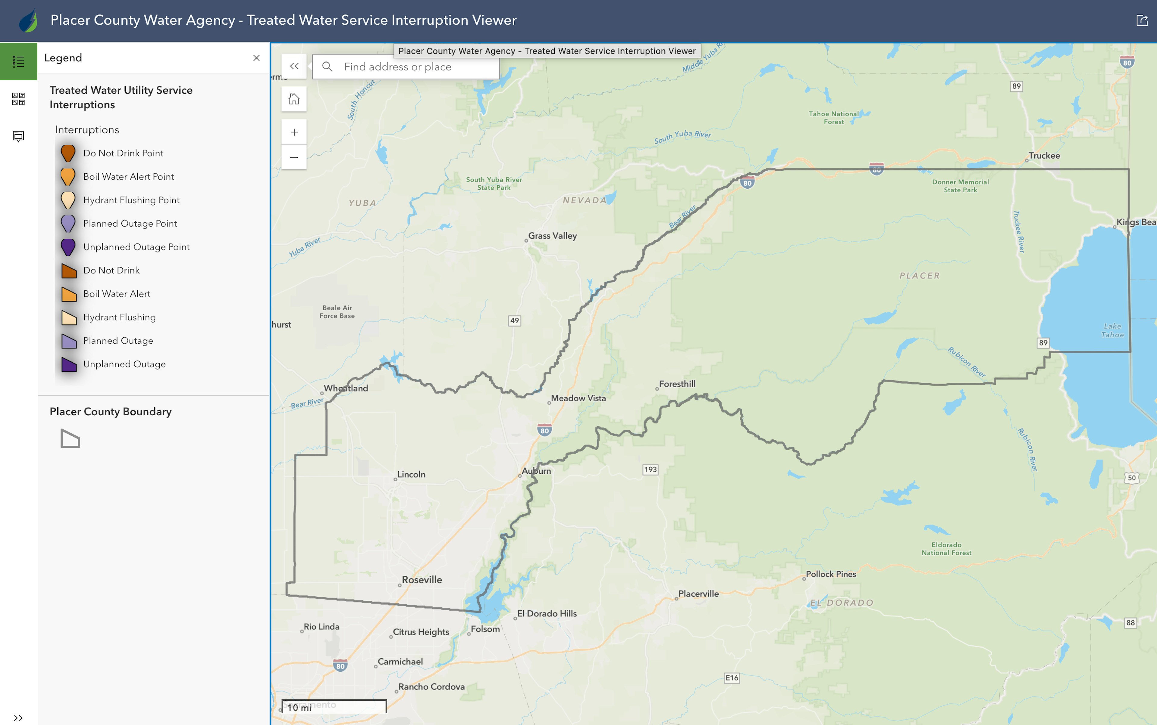 Thumbnail preview of the Treated Water Service Interruption Viewer