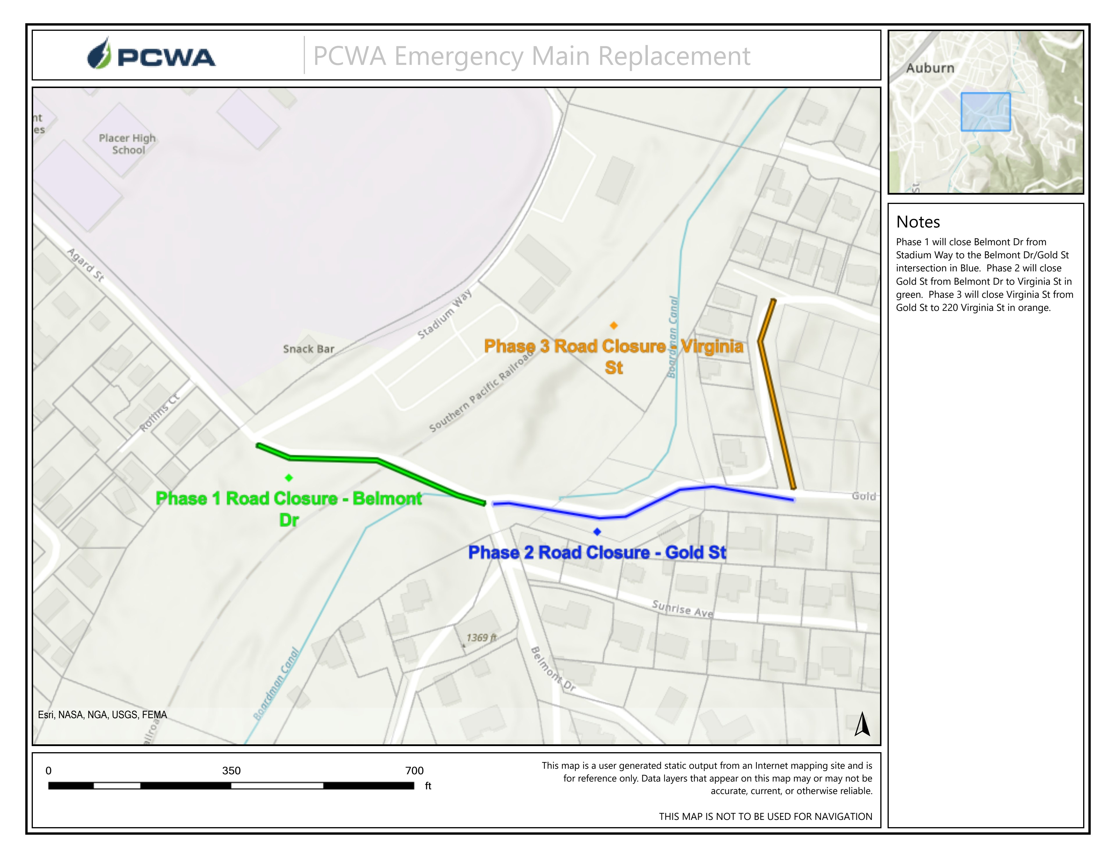 Virginia St Project Road Closure MapP