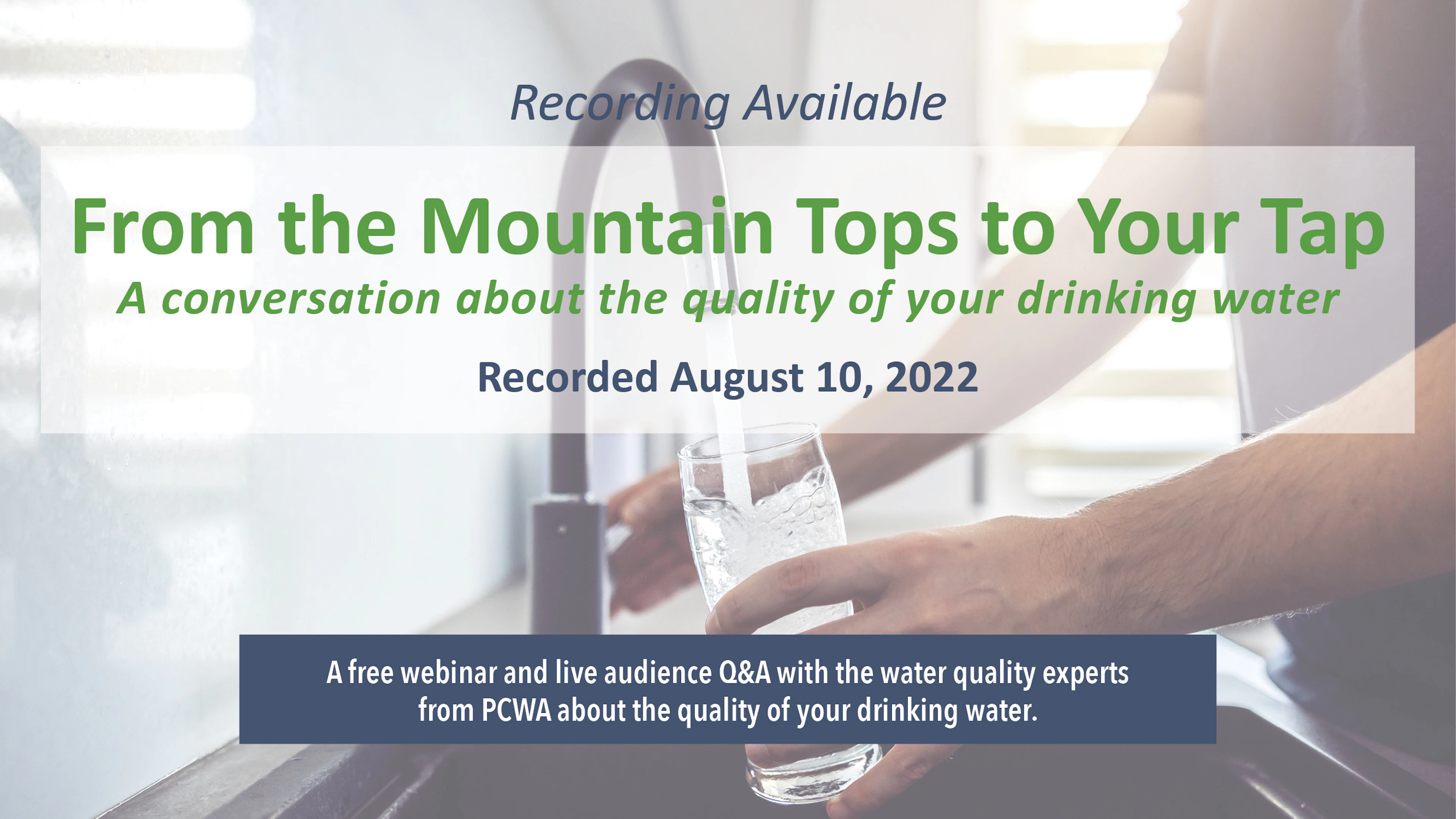 From the Mountain Tops to Your Tap Webinar flier