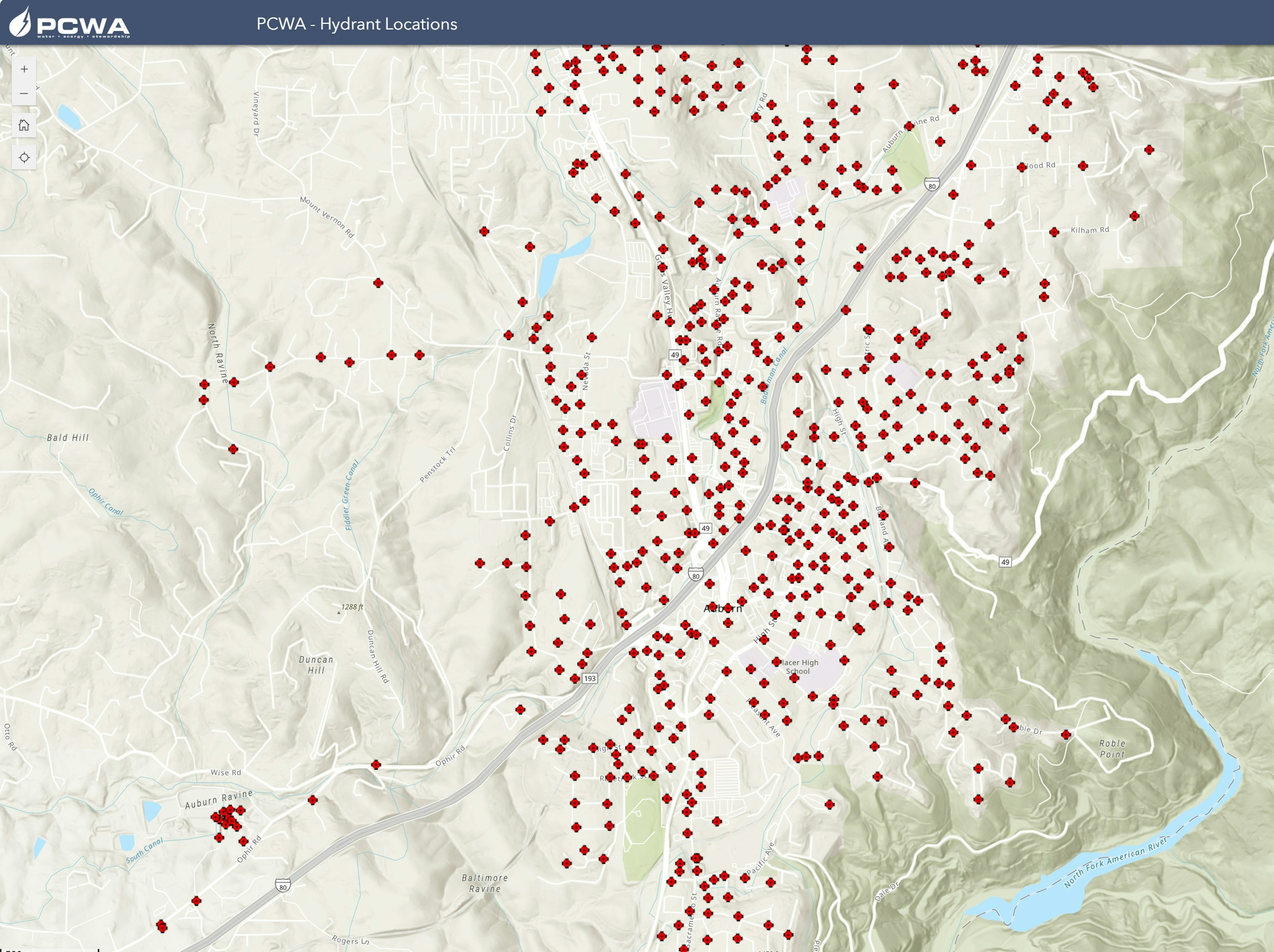 Thumbnail of the PCWA Fire Hydrant Map
