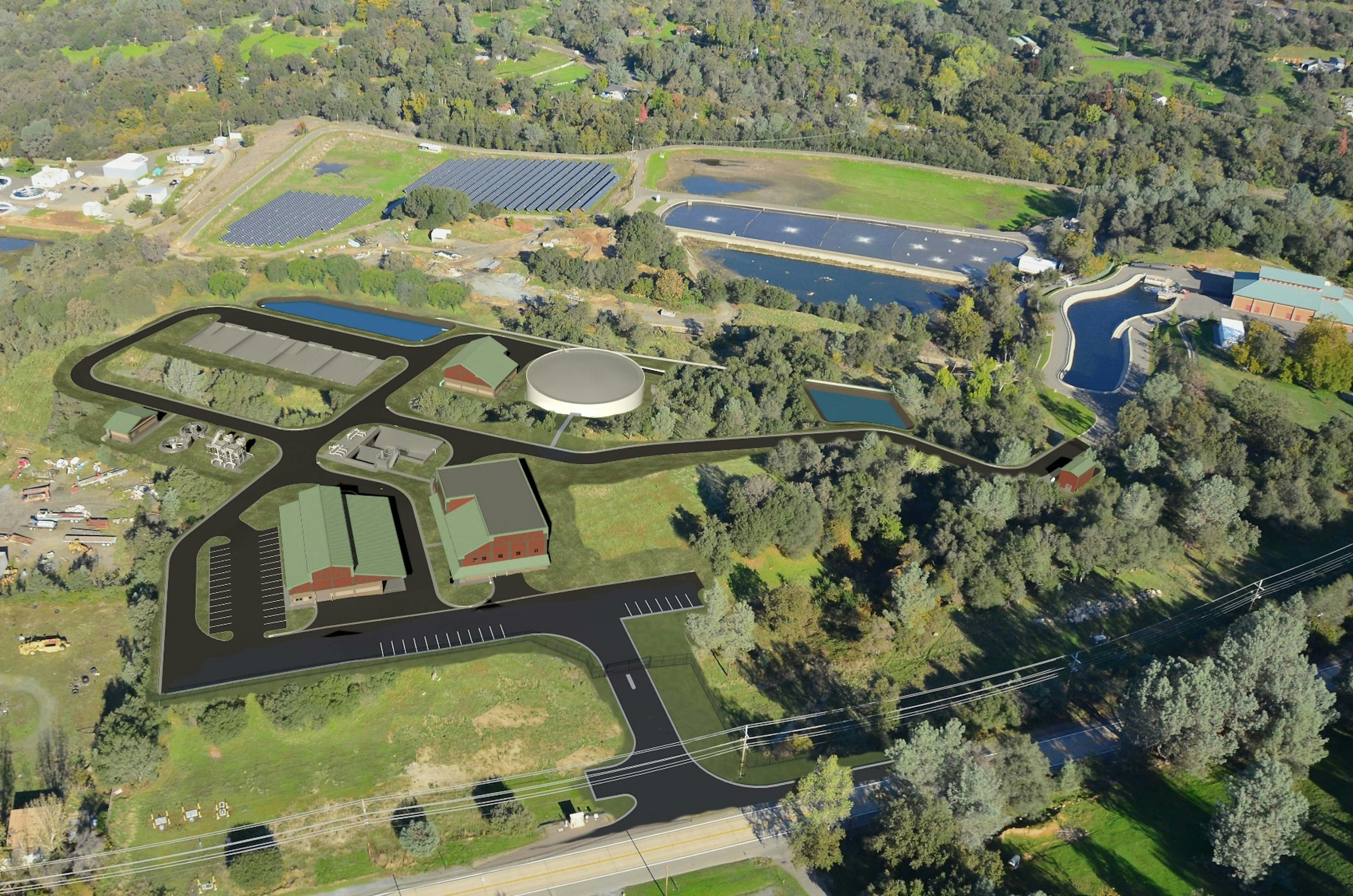 Aerial view of the future Ophir Water Treatment Plant